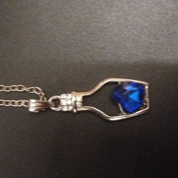 Blue Crystal Cubic Zirconia Wishing Bottle Necklace - Picture 2 of 6